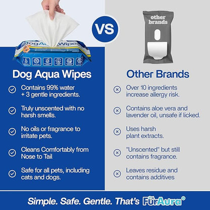 99% Water Dog Wipes, Extra Large 8x8 Puppy Wipes for Sensitive Skin – Hypoallergenic Pet Wipes for Grooming Tear Stain, Face, Ears, Eyes Paws & Butt – Alcohol Free, Biodegradable, Unscented 400 Count