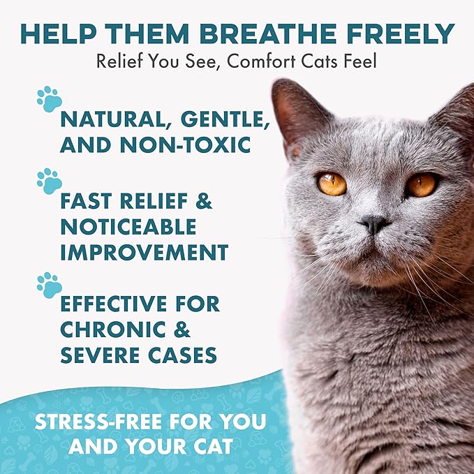 Cat Respiratory Comfort Supplement - Natural Breathe Easy Feline Support for All Seasons, Coughing, Occasional Nasal Stuffiness and Sneezing - 400 Odorless, Easy-to-Administer Tasteless Pills