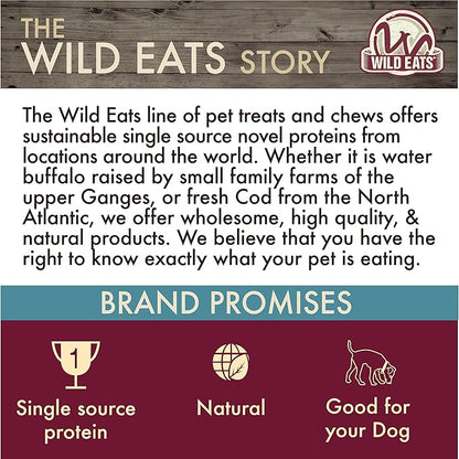 Wild Eats Water Buffalo Jerky Wrapped Cheek Twist Dog Chews - 10 Pack (Healthy Alternative for Beef Rawhides for Dogs, Natural Treat, Single Source Protein Dog Treat)