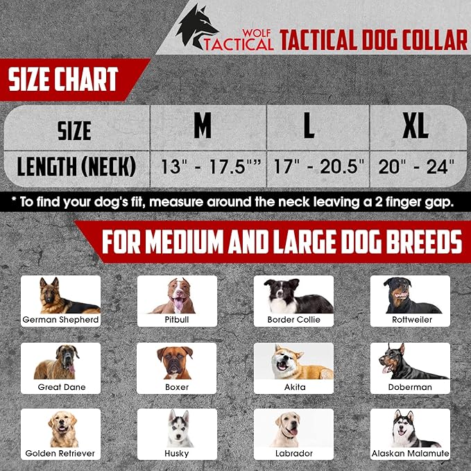 WOLF TACTICAL Dog Collar for Large Dogs Military Heavy Duty Dog Collars for Large Dogs Pitbull Collar German Shepherd Collar