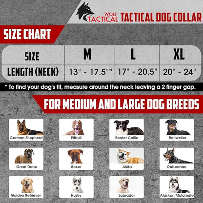 WOLF TACTICAL Dog Collar for Large Dogs Military Heavy Duty Dog Collars for Large Dogs Pitbull Collar German Shepherd Collar