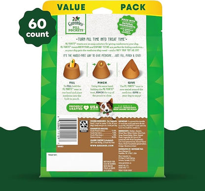 Greenies Pill Pockets for Dogs, Large Size Soft Dog Treats, Peanut Butter Flavor, 15.8 oz. Pouch