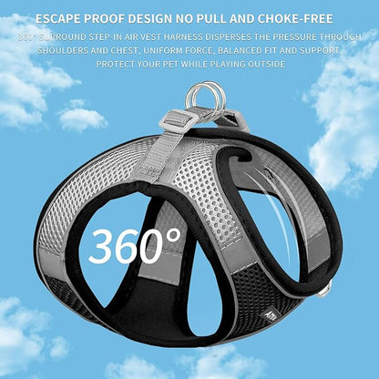 AIITLE Easy Walk Dog Harness and Leash Set - Pet Supply No Pull, Step in Adjustable Dog Harness with Padded Vest for All Weather, Dog Harness No Choke Over, Easy to Put on Medium Dogs Black L