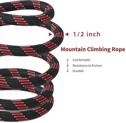 Mile High Life Reflective Dog Leash, with Comfortable Padded Handle, Black Nylon Rope Leash with Steel Tips, Heavy Duty 4 Feet Pet Leashes (Black Red,48 Inches)