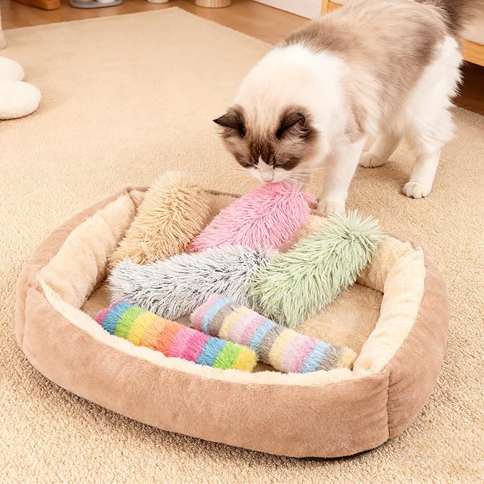 MehelloFeather Cat Toys Pillows 6Pcs Catnip Kicker Toys for Cats Promotes Kitty Exercise