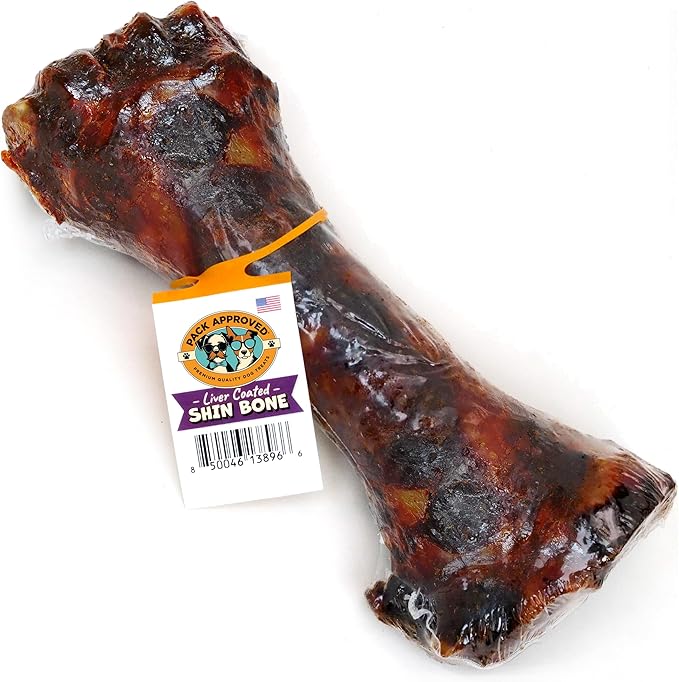 Pack Approved Beef Shin Bones for Dogs - Liver Coated Long Lasting Dog Chews for Aggressive Chewers - Rawhide-Free Big Bones for Large Dogs - Healthy Large Dog Bone (1 Pack)