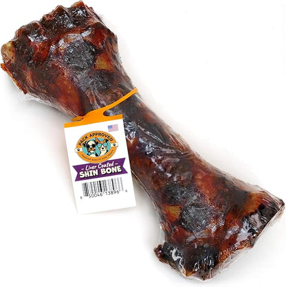 Pack Approved Beef Shin Bones for Dogs - Liver Coated Long Lasting Dog Chews for Aggressive Chewers - Rawhide-Free Big Bones for Large Dogs - Healthy Large Dog Bone (1 Pack)
