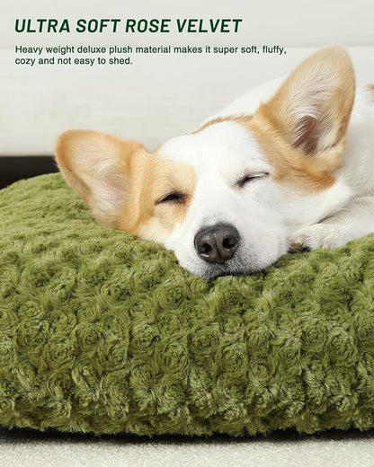 KSIIA Washable Dog Bed Comfy Dog Crate Pad Deluxe Plush Pet Bed Non-Slip Kennel Pad for Medium Dogs, 29" x 21", Green