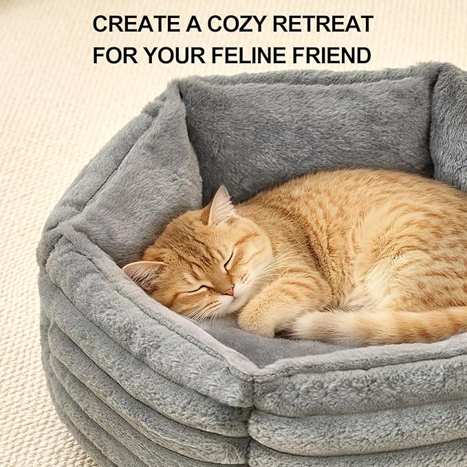 Kimpets Small Dog Bed for Small Dogs, Cat Beds for Indoor Cats, Pet Bed for Puppy and Kitty, Extra Soft & Machine Washable with Anti-Slip & Water-Resistant Oxford Bottom, Grey, 24 inches