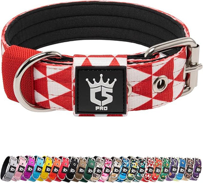 TSPRO Tactical Dog Collar 1.25 Inch Wide Thick Dog Collars with Heavy Duty Metal Buckle, Durable, Strong, Adjustable for Small Dogs (Geometric S)