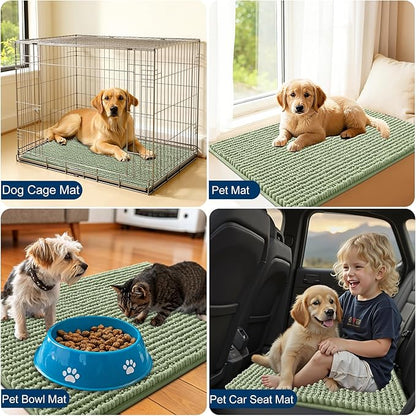 OLANLY Dog Door Mat for Muddy Paws 24x16, Ultra Absorbent Chenille Mud Doormat, Non-Slip Washable and Dirt Trapping Doormat for Indoor Entryway, Quick-Dry Indoor Pet Bed Mats for Dogs, Sage Green