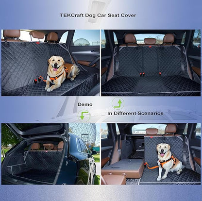 TEKCraft Dog Car Seat Cover Pet Back seat Cover for Dogs Rear Seat Cover Backseat Protector Auto Bench Covers Waterproof Protectors Universal Accessories fit for Cars SUVs Trucks
