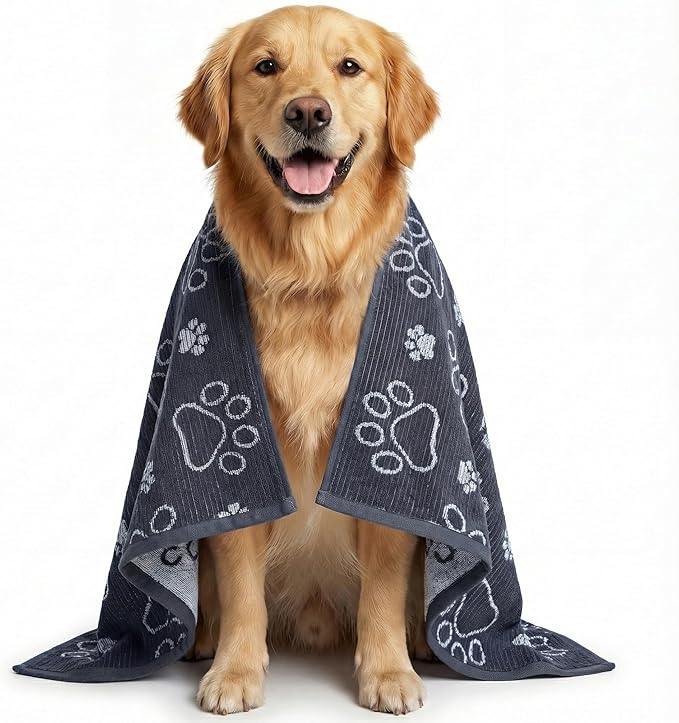 Delilah Home Drytek Dog Towel, Faster Drying, Ultra Absorbent & Odor-Resistant Dog Drying Towel Made from Recycled Bottles, Large 30x54, Quick-Dry & Sand-Resistant for Bath, Beach & Travel (Black)