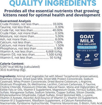 Under the Weather Kitten Milk Replacement Powder + Colostrum for Cats & Kittens | Goat Milk Replacer Powder | Goat-Based Formula with Colostrum for Immune & Digestive Support - 12 oz