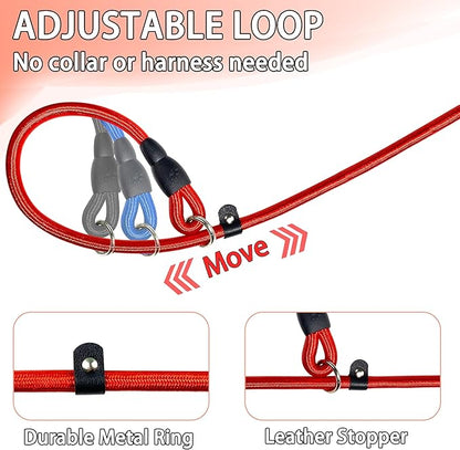 FOVRLZSE Upgraded Dog Slip Lead (3-Pack) – Adjustable Nylon Lead (Red/Black/Blue) for Training Aid, Eco-Friendly Cotton Lining, Integrated Plastic Buckle