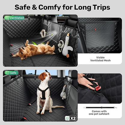 Zanch Heavy-Duty Dog Truck Seat Cover, Flat Solid Back Seat Extender for Multi Large Dogs, Hard-Base Supports 450 lb, Waterproof Hammock Protector, XL for Full-Size Crew Cab Trucks & SUVs, Green