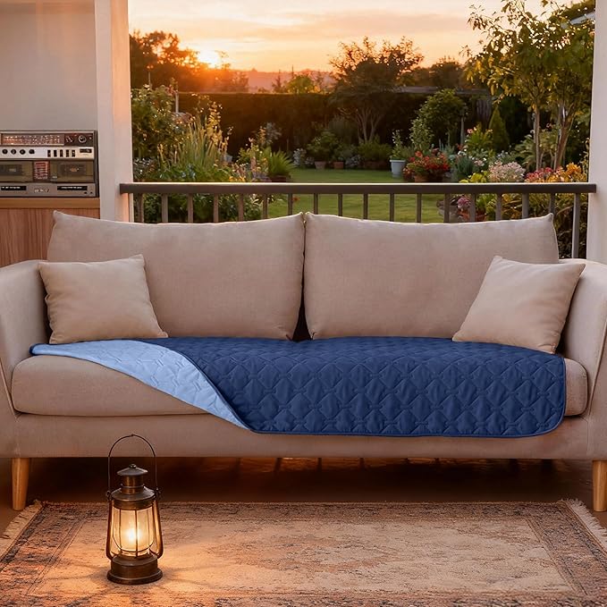 gogobunny 100% Double Sided Waterproof Dog Blanket Soft Pet Bed Cover Reversible Protect Furniture Couch Sofa Car for Puppy Large Dog Cat (Dark Navy/Light Navy, 30x70 Inch (Pack of 1))