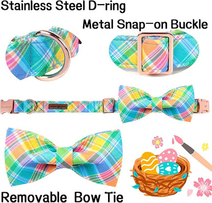 Unique style paws Easter Dog Collar with Bow Easter Eggs Chicken Collar with Flower for Small Medium Large Boys Girls Dogs