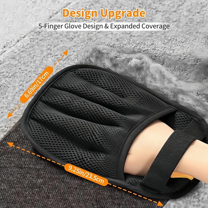 Pet Hair Removal Gloves - 5-Finger Electrostatic Magic Brush for Dog & Cat Hair on Couch, Car Seat, Carpet, Clothes | Reusable & Effortless Cleaning Tool (Black)