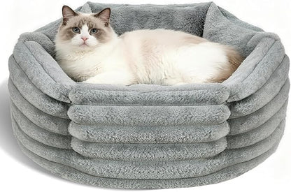 Kimpets Small Dog Bed for Small Dogs, Cat Beds for Indoor Cats, Pet Bed for Puppy and Kitty, Extra Soft & Machine Washable with Anti-Slip & Water-Resistant Oxford Bottom, Grey, 24 inches