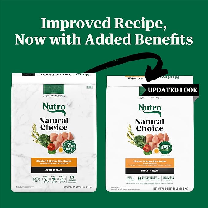 Nutro Natural Choice Adult Dry Dog Food, Chicken & Brown Rice Recipe, 36 lb. Bag