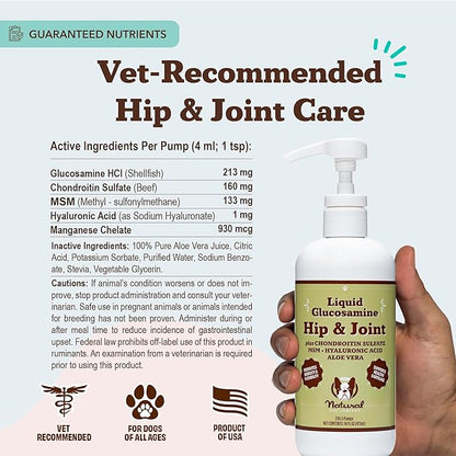 Natural Dog Company Liquid Glucosamine Hip & Joint Oil for Dogs, 16 oz, Extra Strength Cartilage & Joint Support, Helps Mobility and Eases Occasional Stiffness, Dog Vitamins & Supplements