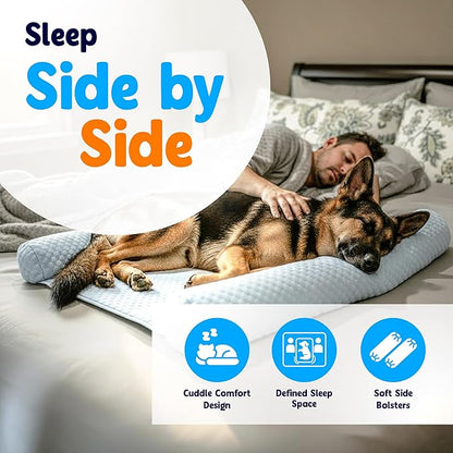 Does Your Dog Love You a Little Too Much at Night? Try Denmate:The First On-Bed Dog-Bed Designed to stabilize Nighttime Movement & Improve Dog & Owners Sleep. Machine Washable. Sleep Better Together