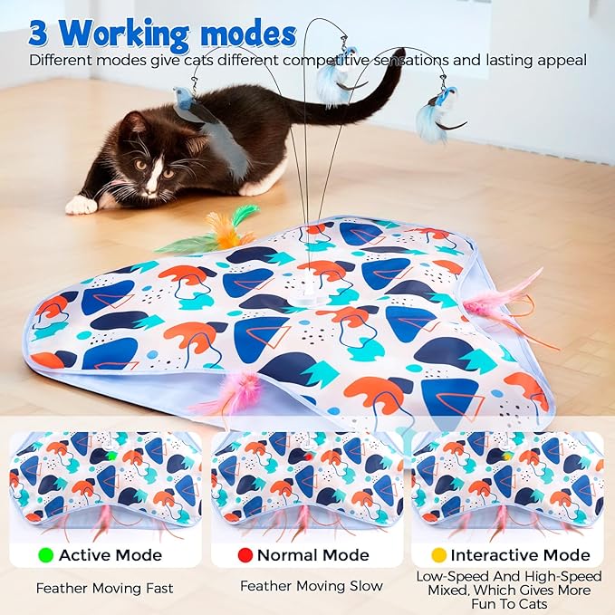 Interactive Cat Toys,Rechargeable Three-in-One Hide-and-Seek Automatic Cat Toy Suitable for Kitten Toys to Interact and Play Automatically, with A Bird-Shaped Cat Toys for Indoor Cats