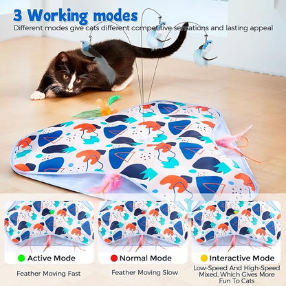 Interactive Cat Toys,Rechargeable Three-in-One Hide-and-Seek Automatic Cat Toy Suitable for Kitten Toys to Interact and Play Automatically, with A Bird-Shaped Cat Toys for Indoor Cats