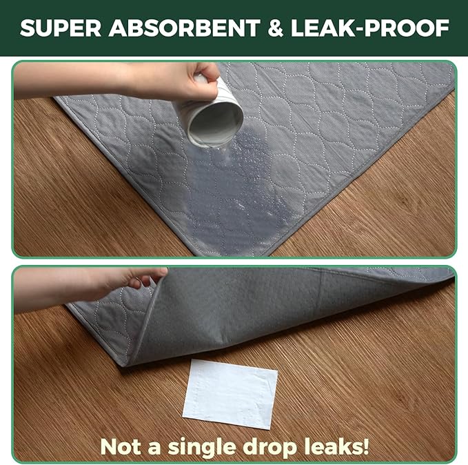 FXW Washable Pee Pads for Dogs, Puppy Pads with Super Absorbent, Specifically Designed for 24inch Cages, 17" x 23" Rectangle, Gray, 2 Packs