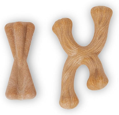 Fuzzl Puppy & Small Dog Chew Toy Beef Flavour Twin Pack - Bone and Crossbone - Soft Enrichment Dog Toys for Puppies and Small Dogs