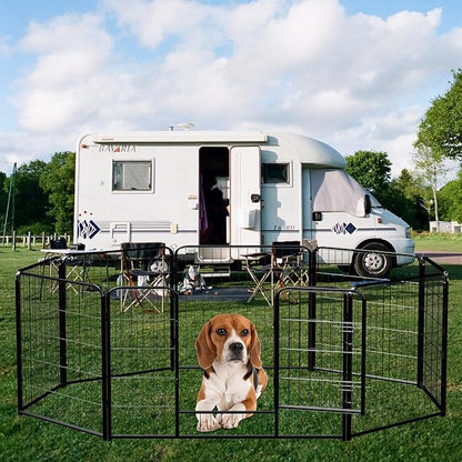 NEWBULIG Dog Playpen 8 Panels 32" Height Foldable Heavy Duty Metal Dog Exercise Playpen Puppy Fence for Indoor Outdoor Yard