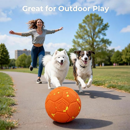 Smart Interactive Dog Ball, Dog Soccer Ball, Auto-Rolling, Bouncing and Rotating with Chew-Resistant E-TPU Material, IP54 Waterproof for Medium and Large Dogs (Orange)