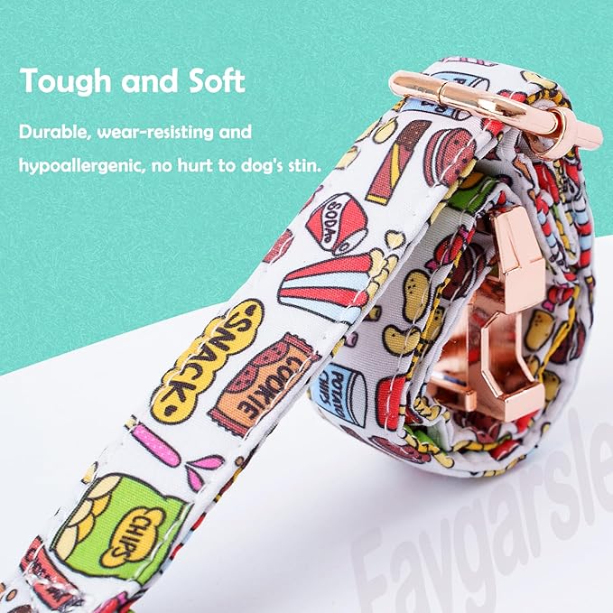 Faygarsle Snack Pattern Dog Collar for Small Medium Large Dogs Cute Puppy Collars for Female Dogs for Summer Spring Wedding Necklace Girl Dog Collar L