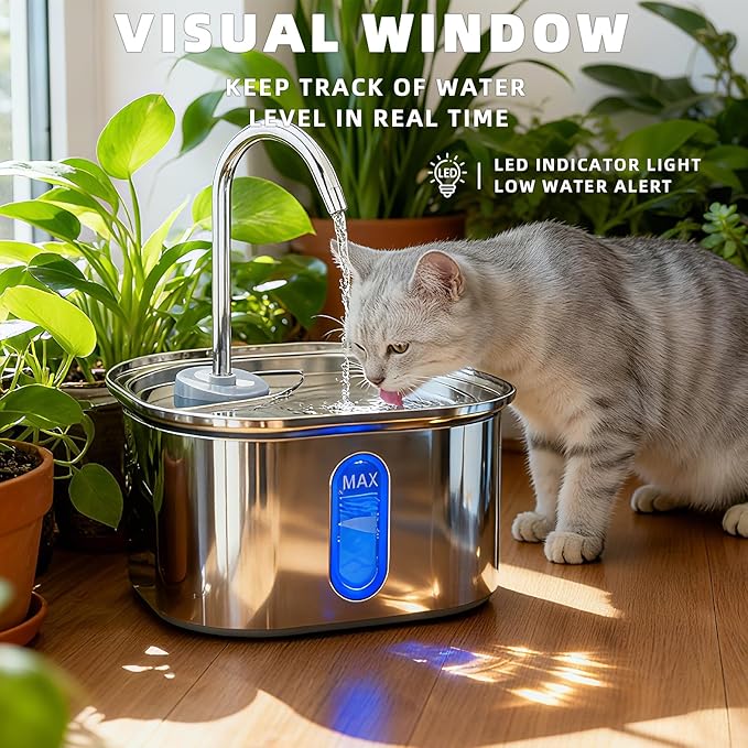 Cat Water Fountain: Cat Fountain - Water Fountains for Cats Indoor - 108oz/3.2L Cat Fountains for Drinking - Pet Water Fountain - Ultra Silent - Cat Drinking Fountain for Small Dogs