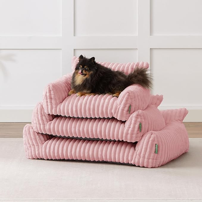 Cute Couch Bed for Pets, Supportive Cat Sofa for Indoor Cats, Medium Dog Sofa Bed for Medium Dogs, Pink, 30 inches