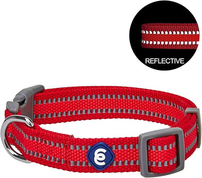 Blueberry Pet Essentials Matching Small Dog Collar | Adjustable Classic Solid Color Nylon Dog Collars for Small Dogs | Reflective Rouge Red Dog Collar for Small Dogs