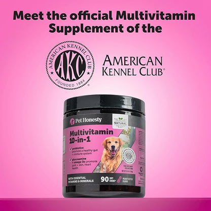 Dog Multivitamin - 10 in 1 Dog Vitamins for Health & Heart - Omega Fish Oil, Glucosamine & Probiotics - Dog Vitamins and Supplements for Skin and Coat (Chicken 180 ct)