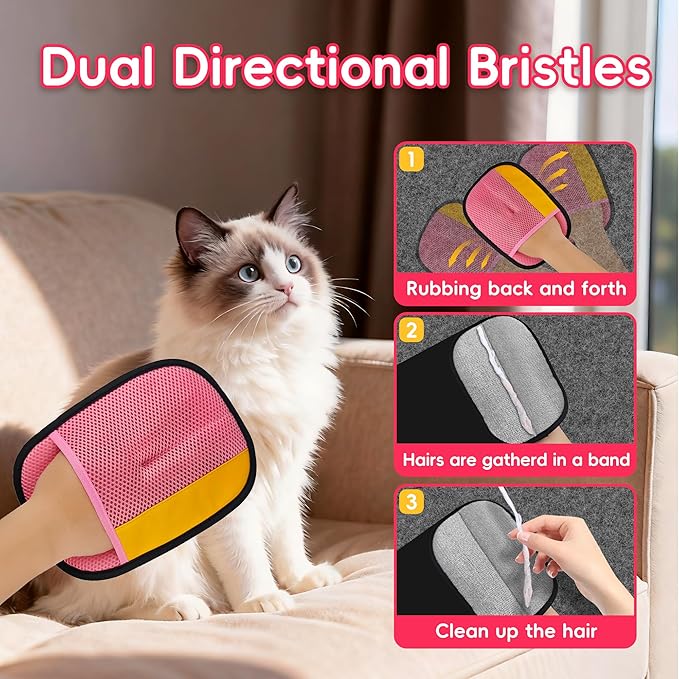 YOSEPATI Thickened Ectrostatic Pet Hair Removal Glove, Magic Brush Pet Hair Remover Tool for Cat & Dog, Upgraded Reusable Pet Hair Gloves for Couch, Clothing, Carpet & Car Seat, Cat Grooming Gloves