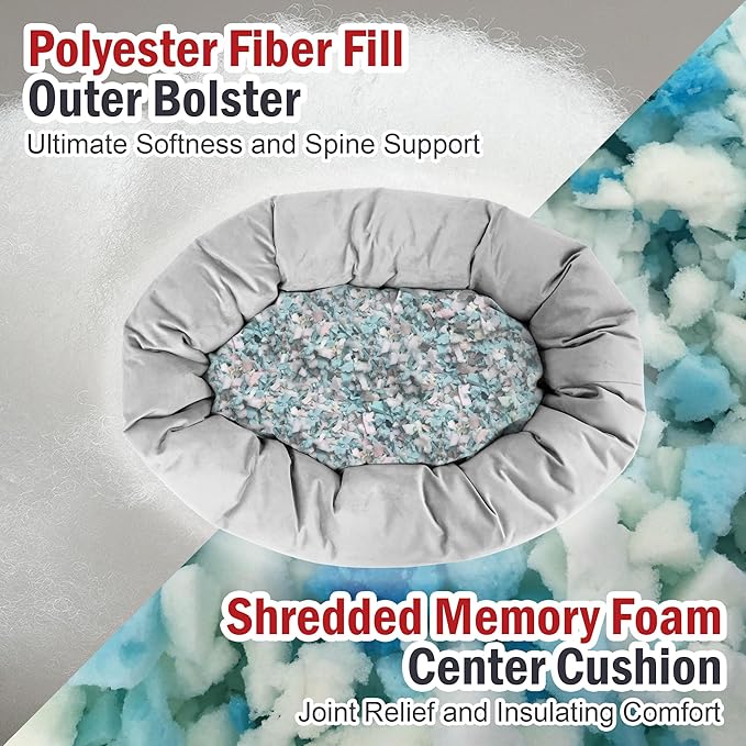 Majestic Pet 24 Inch Suede Shredded Memory Foam Mix Calming Small Dog Bed Washable 24 x 19 x 7 (Inch) - Cozy Soft Round Donut Dog Bed with Spine for Head Support - Pet Bed Sage