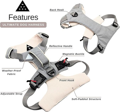 Effortless No-Pull Dog Harness with Magnetic Buckle – One-Hand On/Off Comfort Fit for Small, Medium & Large Breeds | Soft Padded, Adjustable, and Durable by Up Dog Shop (Large)