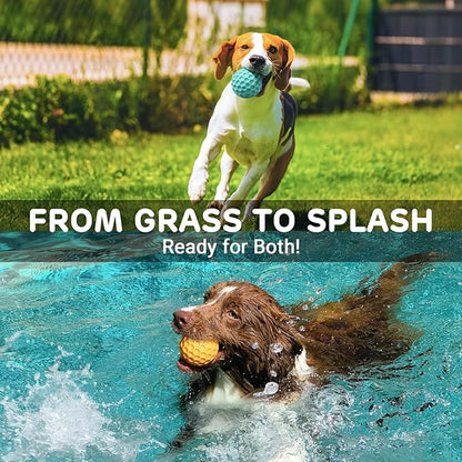 iPettie 4 Pack Honeycomb Dog Toys for Aggressive Chewers – Summer Floating Squeaky Chew Toys for Large Dogs, Safe Rubber for Interactive Play, Tough Puppy Chew Toys for Medium & Big Breeds, 3.15"