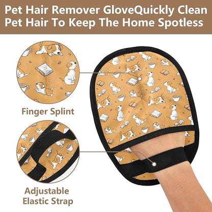Pet Grooming Gloves Reusable Dog & Cat Hair Remover for Furniture, Car Interiors Multi-Surface Deshedding Tool for Carpets, Bedding & Home Cleaning