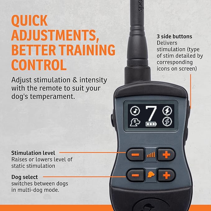 SportDOG Brand SportTrainer 1275 Remote Trainer - Bright, Easy to Read OLED Screen - 3/4 Mile Range - Waterproof, Rechargeable Dog Training Collar with Tone, Vibration, and Static, Black