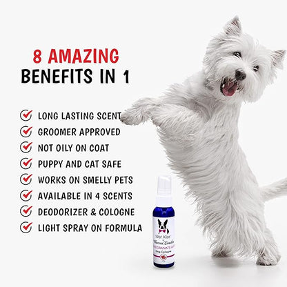Warren London Wet Kiss Dog Cologne Spray – Pomegranate & Fig | Pocket-Size 2 oz Odor Eliminator & Coat Freshener for Dogs & Cats