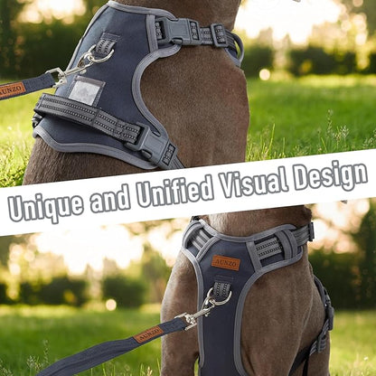Dog Harness X-Large No Pull Easy Walker Escape Proof with Handle Reflective with 2 Leash Clips and 3 Buckles, No Rub No Choke, Newfoundland Alaska German Shepherd Mastiffs, XL