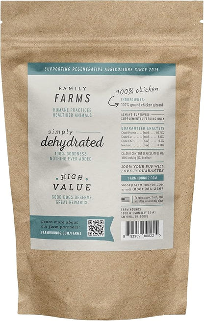 Farm Hounds - Chicken Gizzards - Premium Natural Jerky for Dogs - 100% Humanely Raised Chicken - Break-to-Size - Great for Training & Treats - No Added Fillers - Made in USA - 4oz -1 Pack