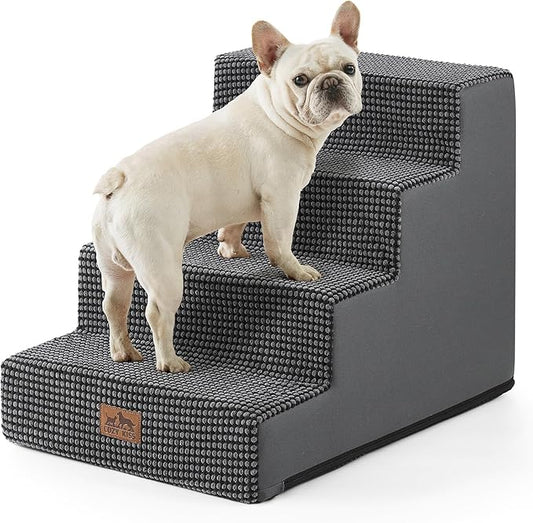 COZY KISS Dog Stairs for Small Dogs, 17.7" Extra Wide Right-Angle Pet Stairs for Couch and Beds, Anti-Slip Dog Steps for Old Cats and Lowrider, 17.7x23.6x17.7 inch, Dark Grey