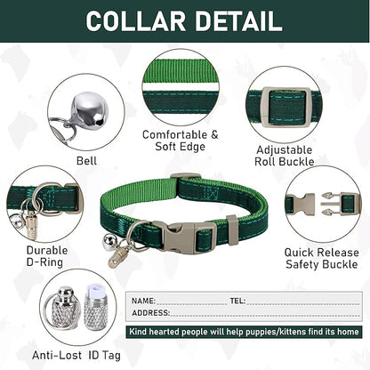 GAMUDA Small Pet Harness Collar and Leash Set, Step in No Chock No Pull Linen Fabric Soft Mesh Dog Vest Harnesses Reflective for Dogs Puppy Cats Kitten Rabbit (Green, XL)