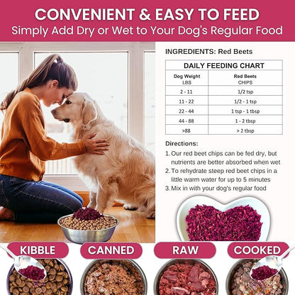 Olewo Original Red Beets for Dogs – Natural Skin & Coat Dog Food Topper, Anti Itch, Dehydrated Vegetables, Whole Food Supplements & Vitamins, Fiber for Dogs, 5.5 lbs
